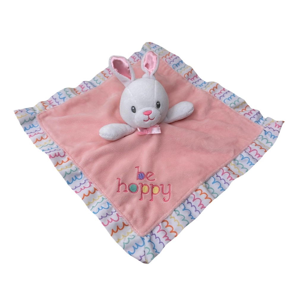 Magic Years Bunny Security Blanket Be Hoppy Pink White Plush Lovey Kids Toy 13in